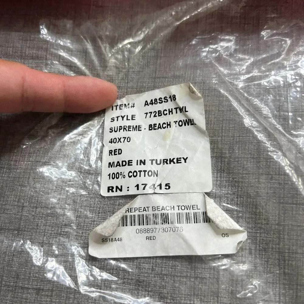 Supreme Debossed Bath Towel 40x70 Red Logo Beach Cotton Tonal Repeat SS18 2018
